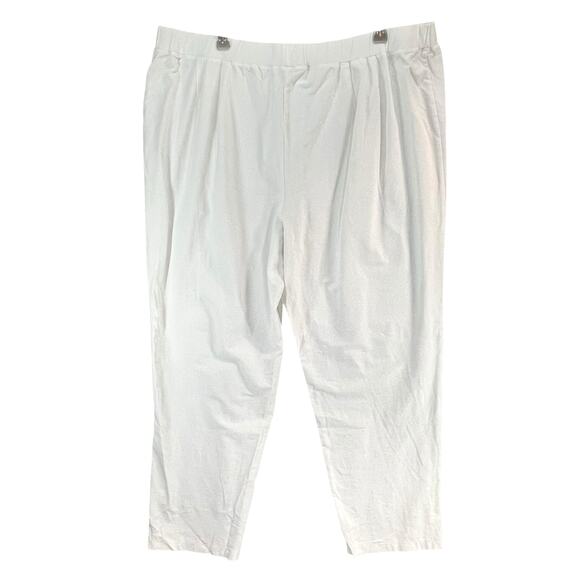 Eileen Fisher Washable Crepe Pants 3XL White Pull On Slim Fit Stretch Minimalist - Picture 3 of 12